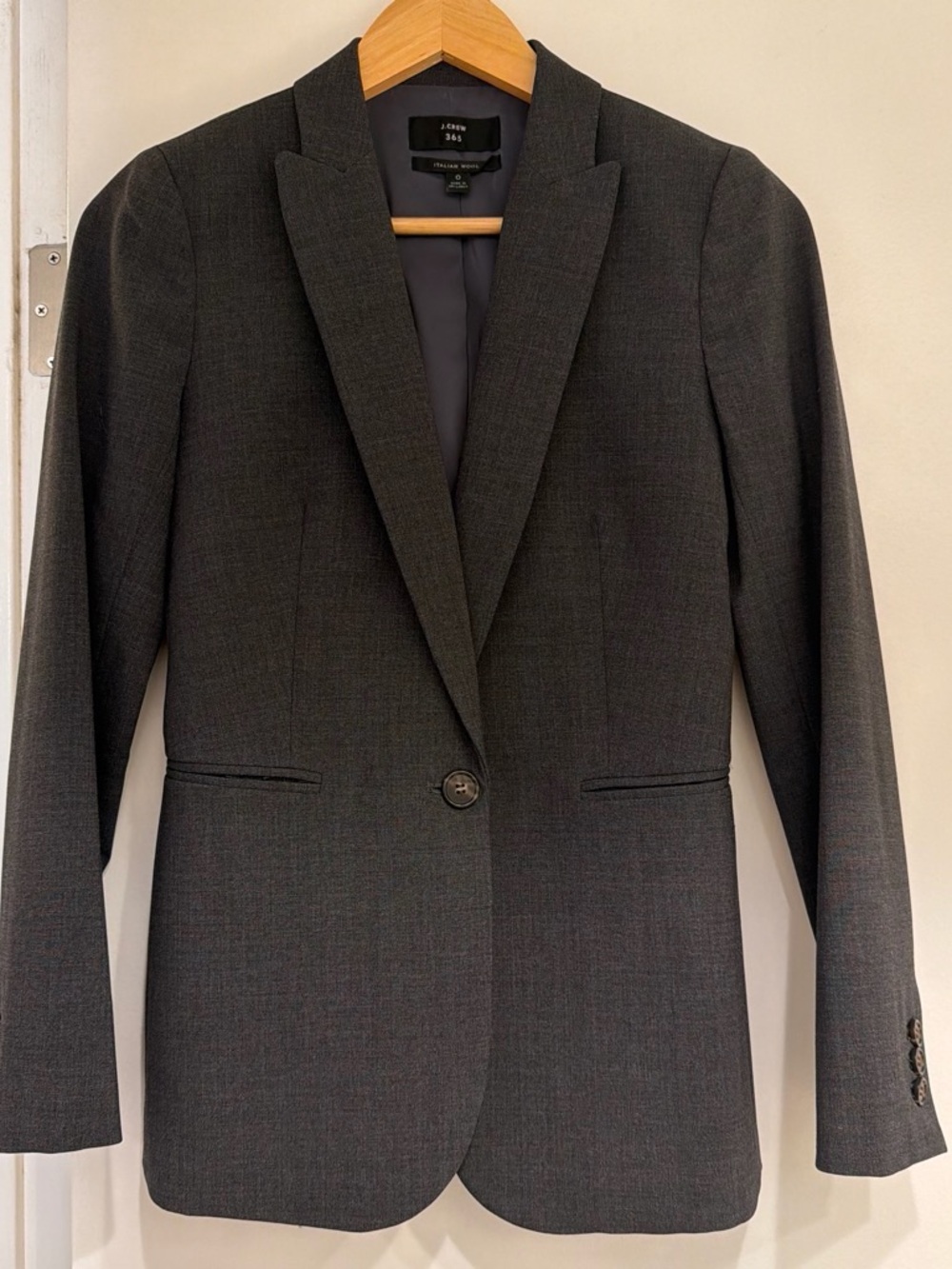 J. Crew Dark Charcoal Single-Button Wool Blazer